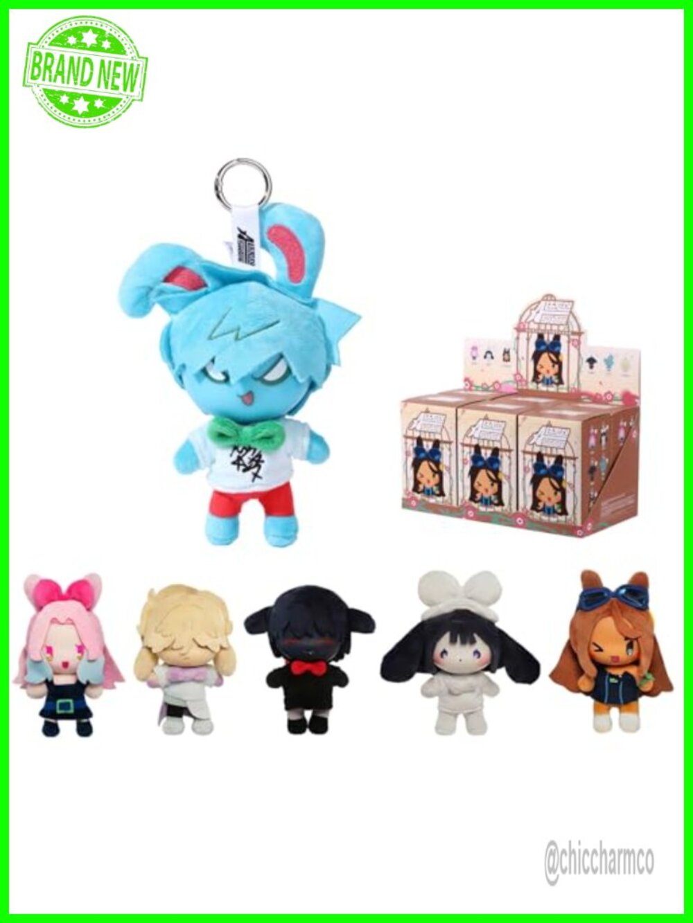 Vinyl Plush Keychain 6-Pack Anime Doll Bag Charm Set Collectible